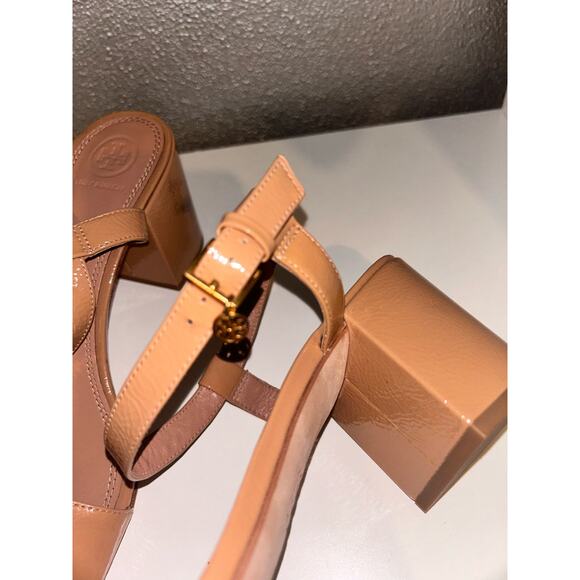 Tory Burch Laurel Preppy Academia Old Money Ankle Strap Tan Strappy Block Heels - Picture 9 of 9